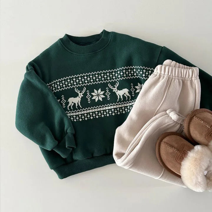 Christmas Patterened Fleece Sweatshirt