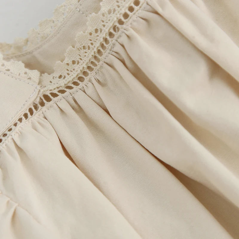 Vintage Square Neck Long-Sleeved Dress