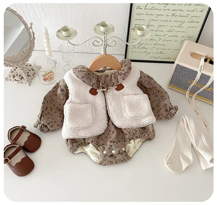 Sherpa Vest & Onesie Two-Piece Set