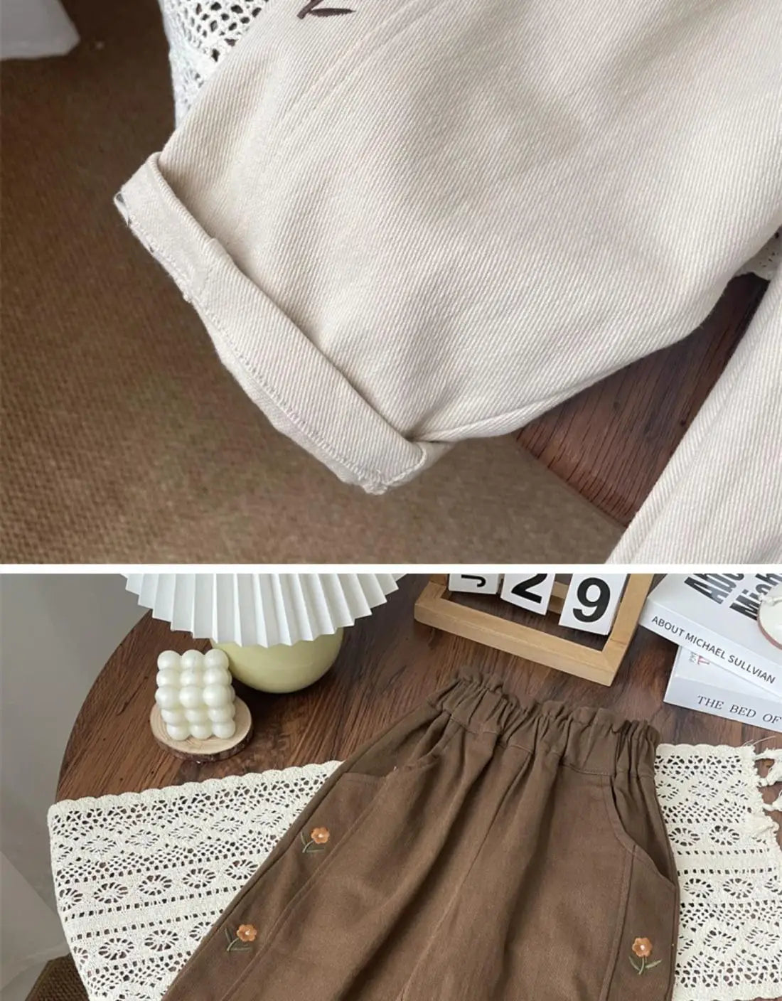 Embroidered Flower Print Harem Pants