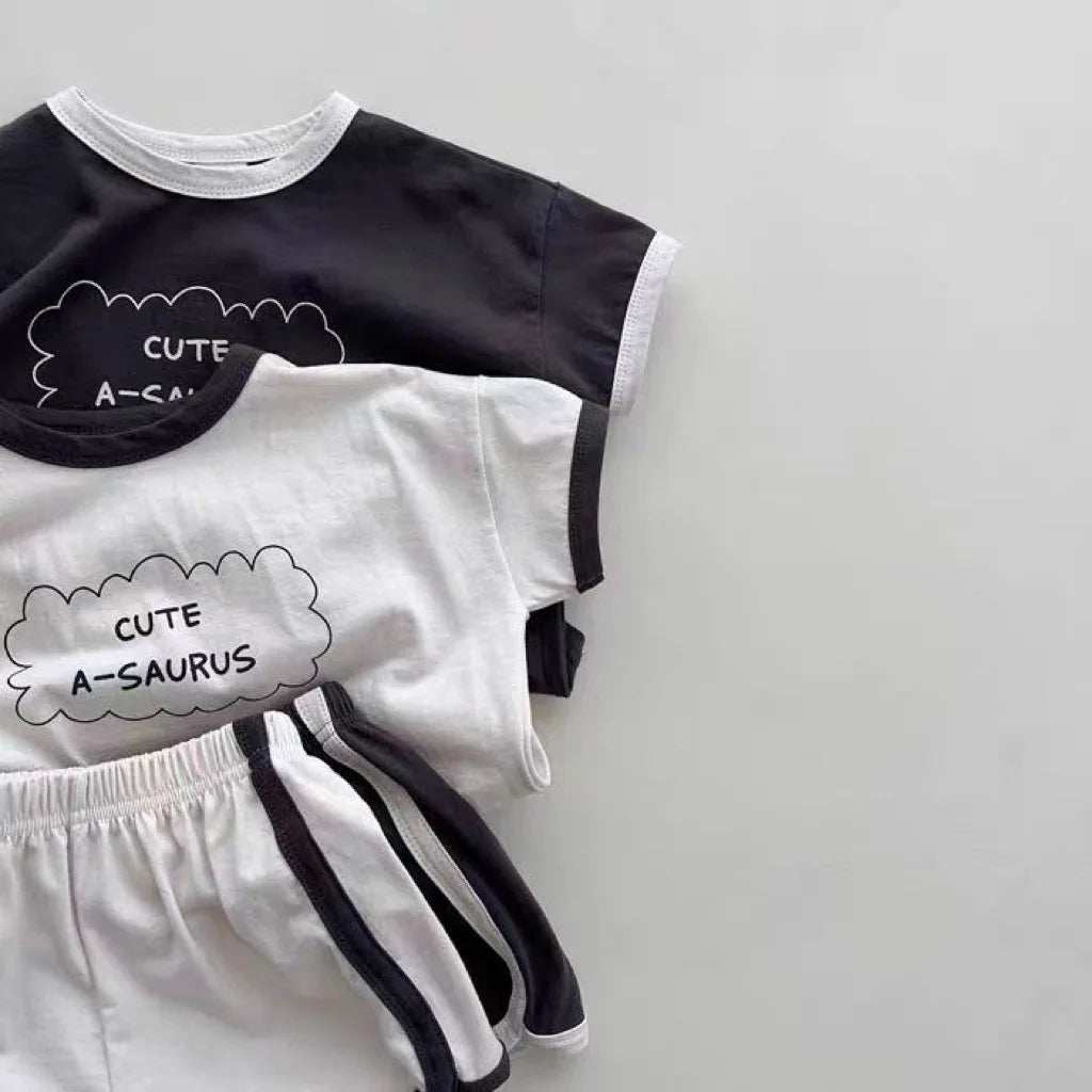 'CUTE A-SAURUS' Tee & Shorts Set
