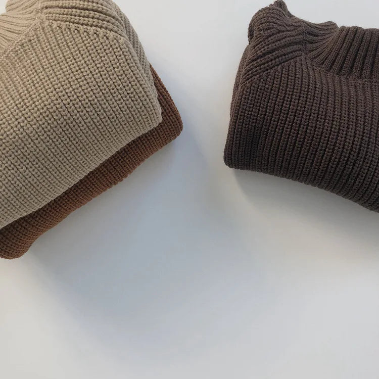 Thick Turtleneck Knitted Solid Pullover