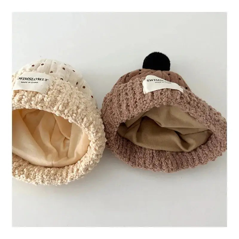 Plush Polka Dot Baby Beanies