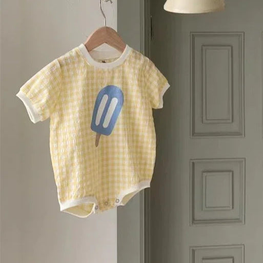 Cute Popsicle Plaid Onesie