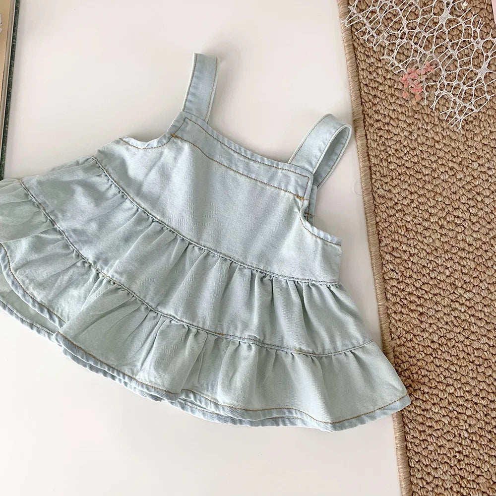 Light Wash Girls Denim Sleeveless Top