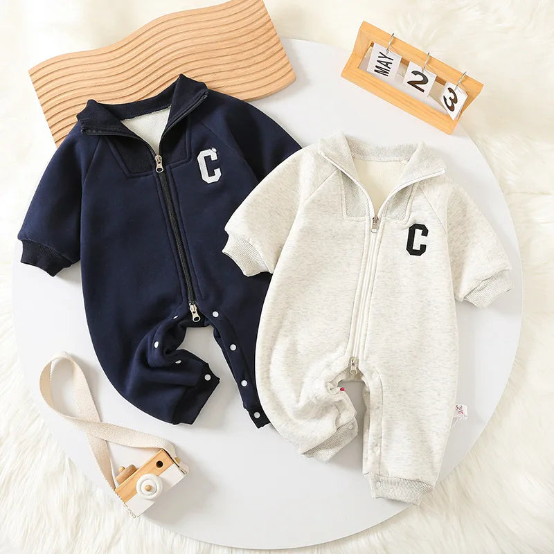 Thick Long-Sleeved Letter Romper