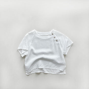 Short-Sleeved Solid Buttoned T-Shirt