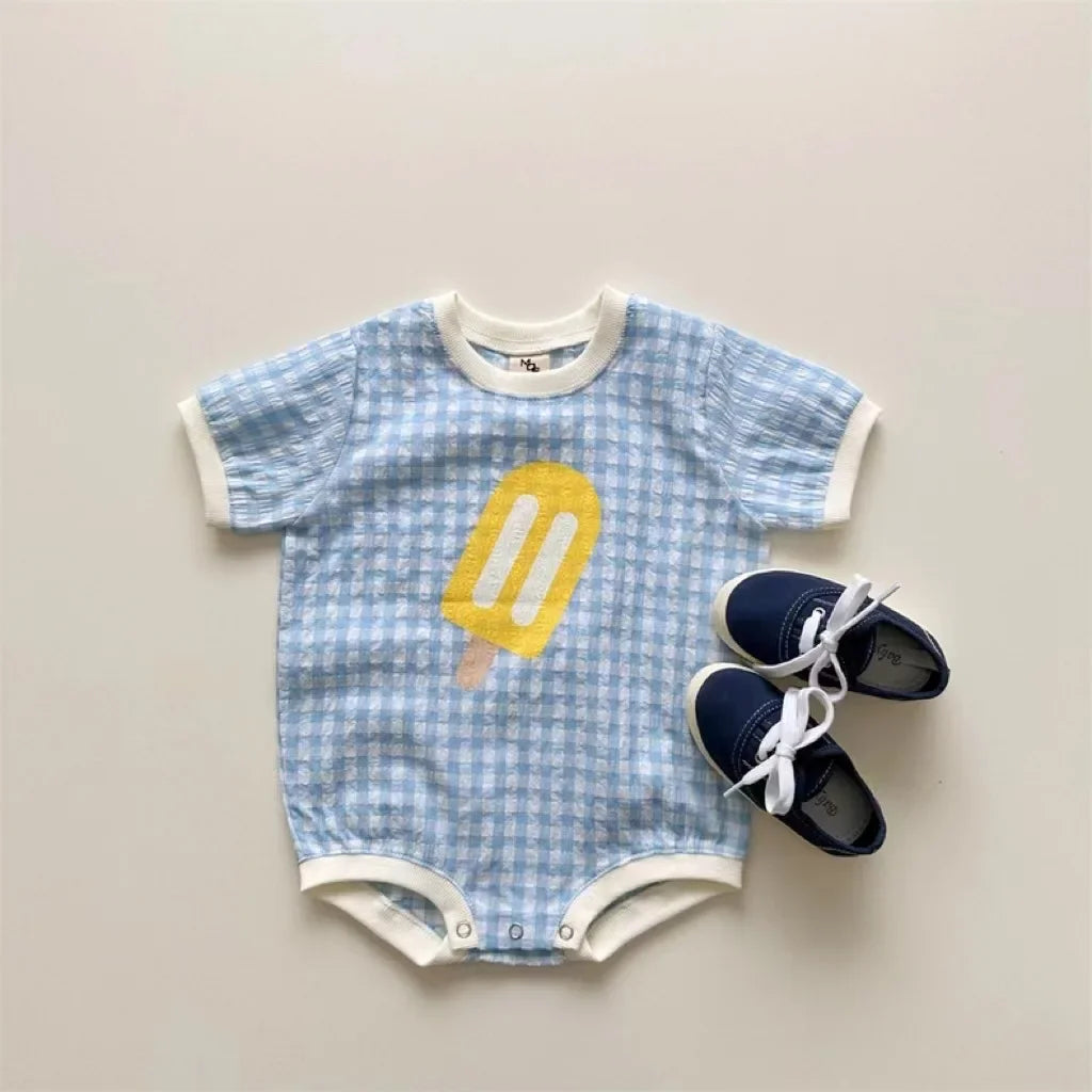 Cute Popsicle Plaid Onesie