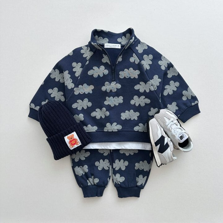 Patterned Half-Zip Jogger Set