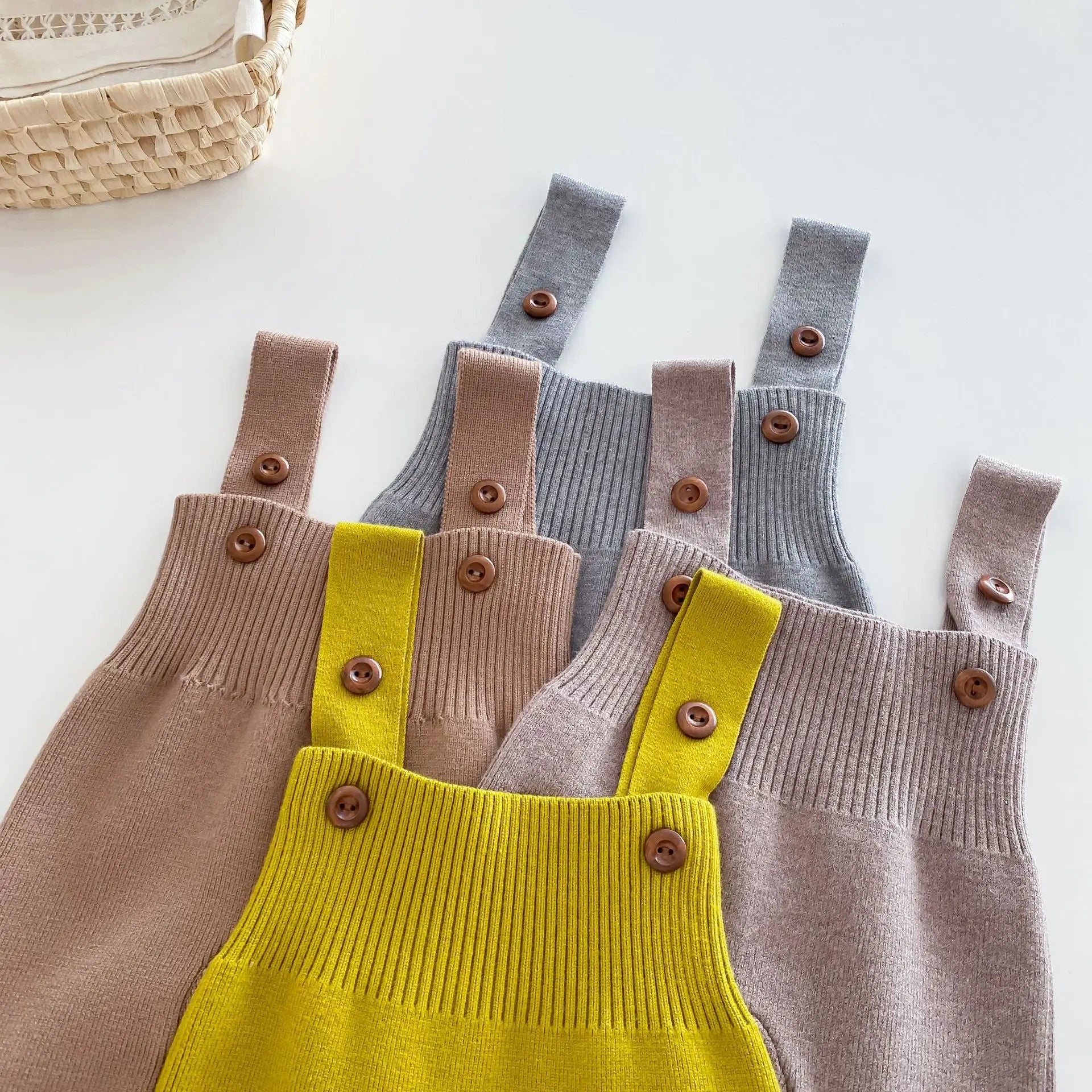 Girls Solid Knit Overalls