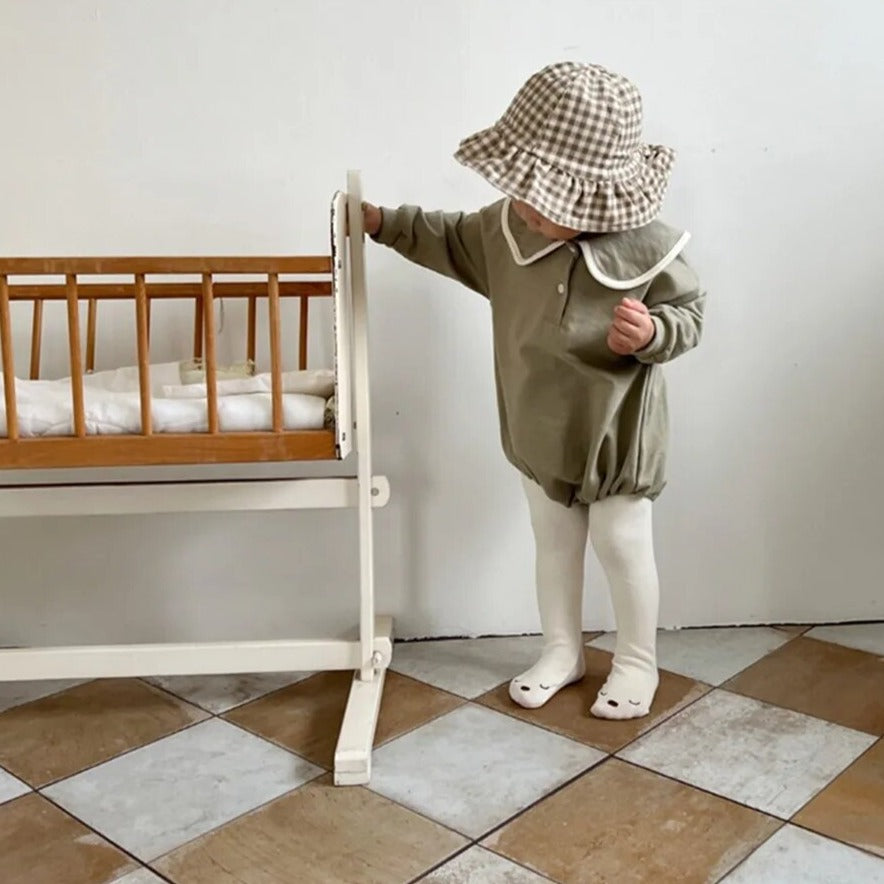 Loose Long-Sleeved Solid Onesie