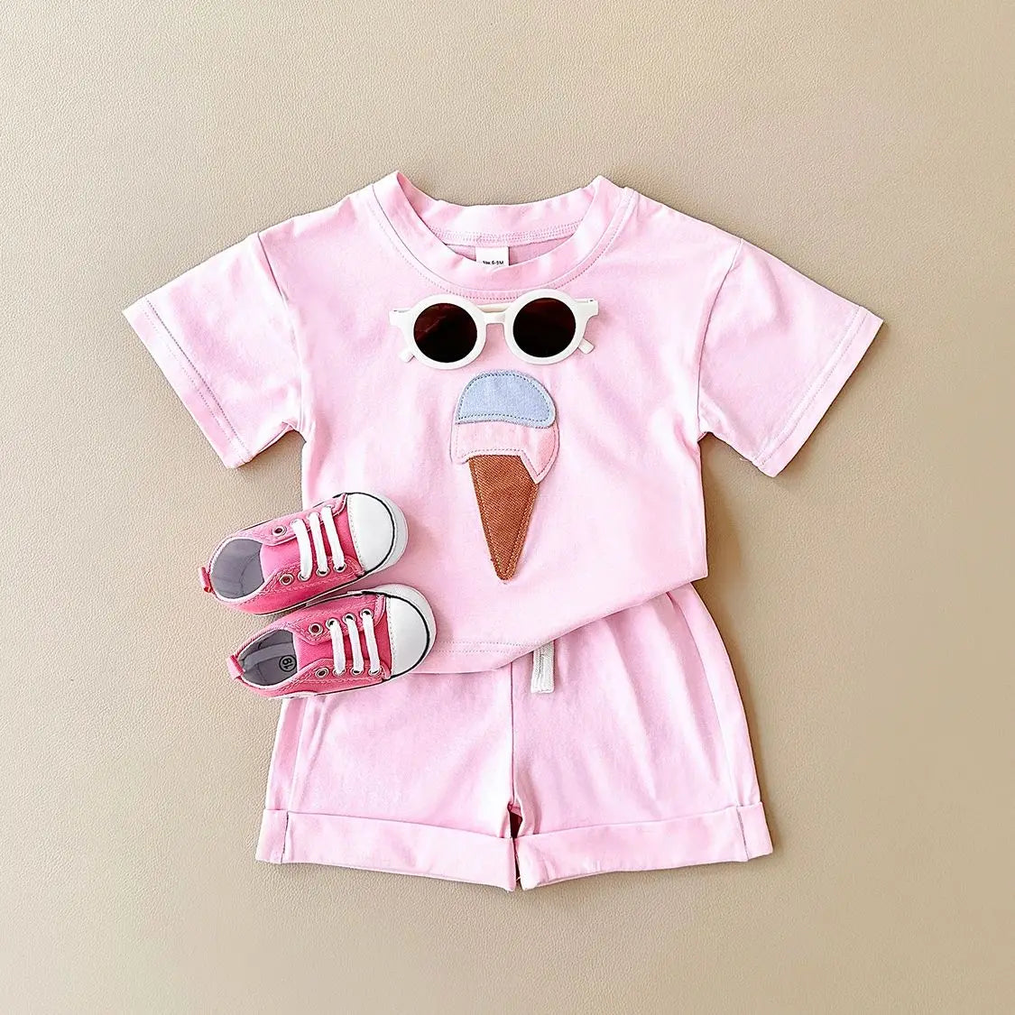 Ice Cream Print Tee & Shorts Set