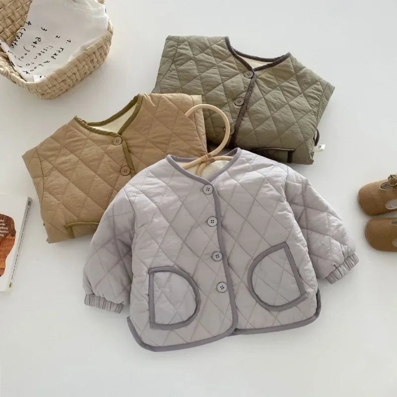 Winter Plush Kids' Cotton-Padded O-Neck Jacket