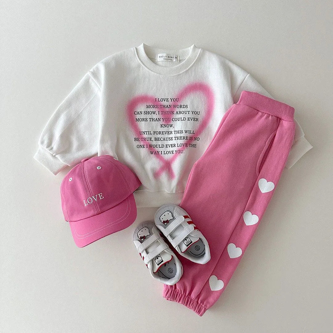 Heart Print Girls Sweatshirt