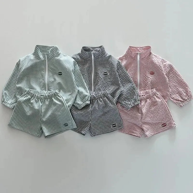 Plaid Jacket and Shorts Set