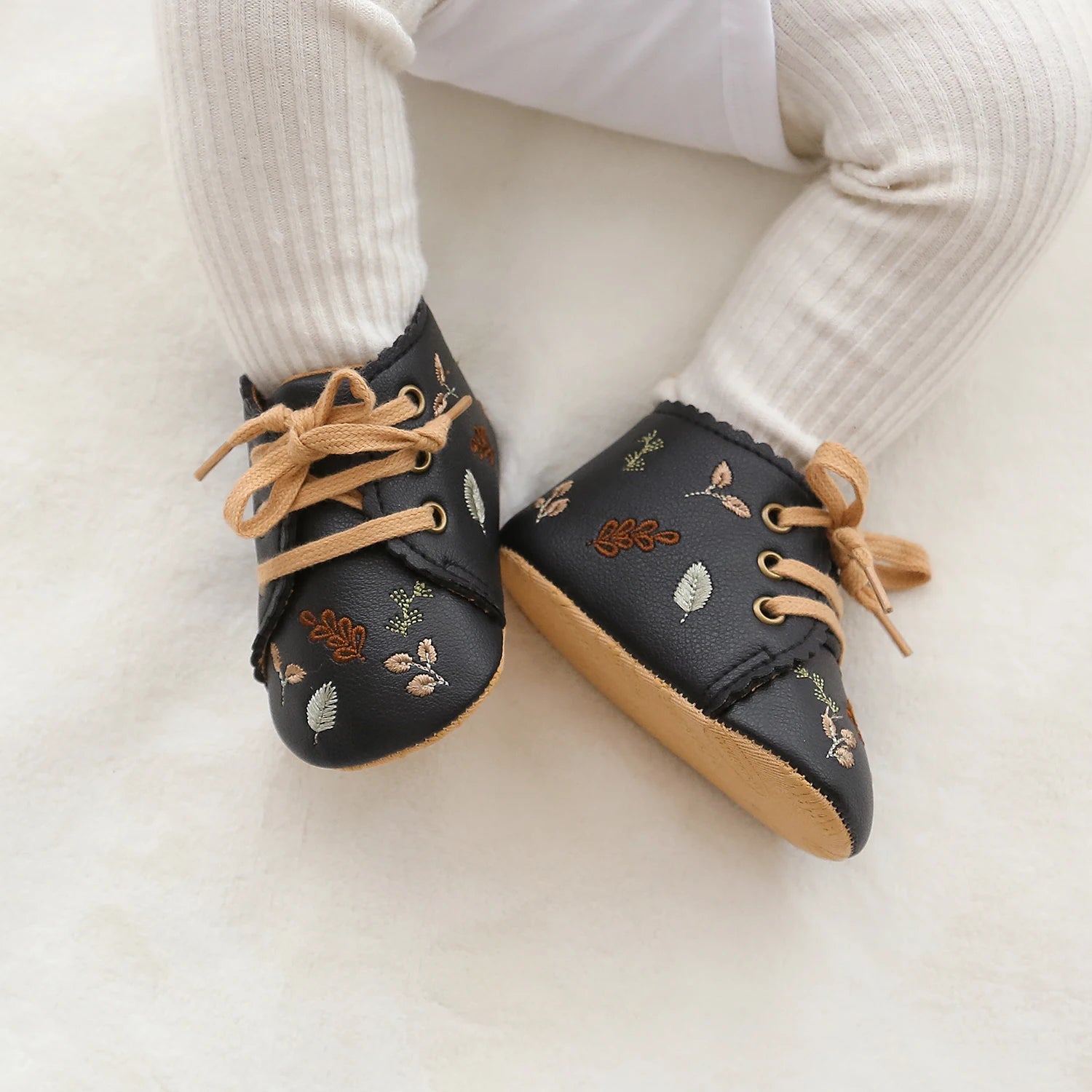 Fleece Anti-Slip Floral Winter Booties for Newborns