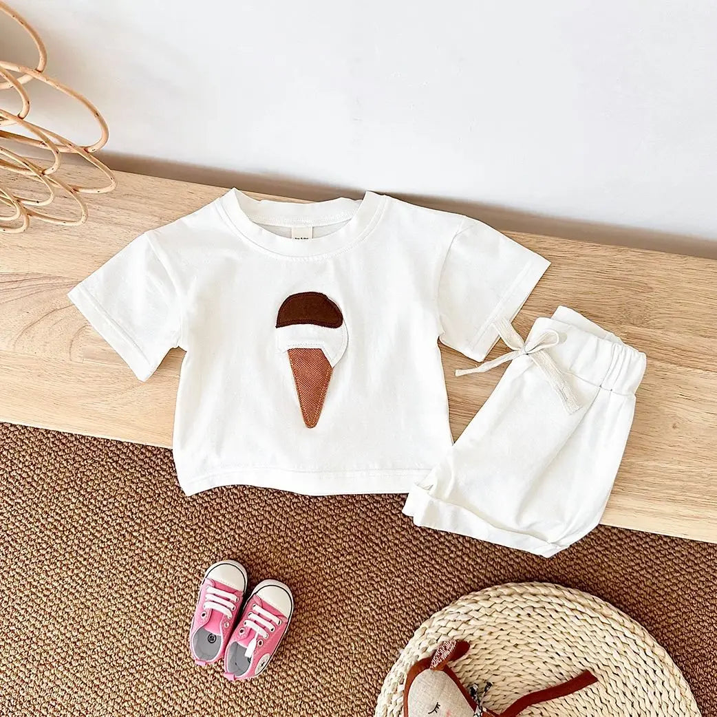 Ice Cream Print Tee & Shorts Set
