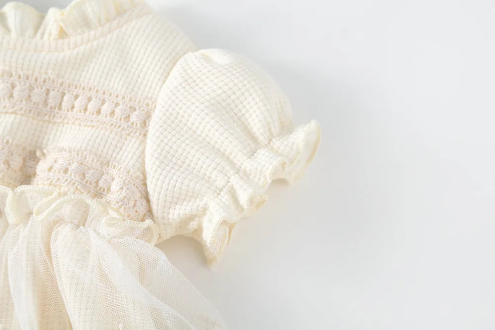 Cream Lace Waffle Onesie