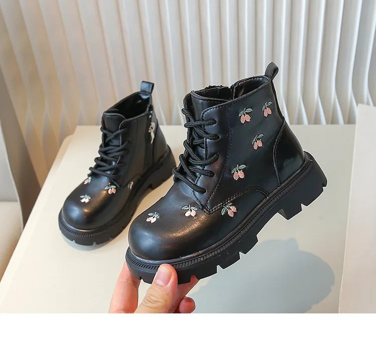 Girls' Embroidered Floral Boots