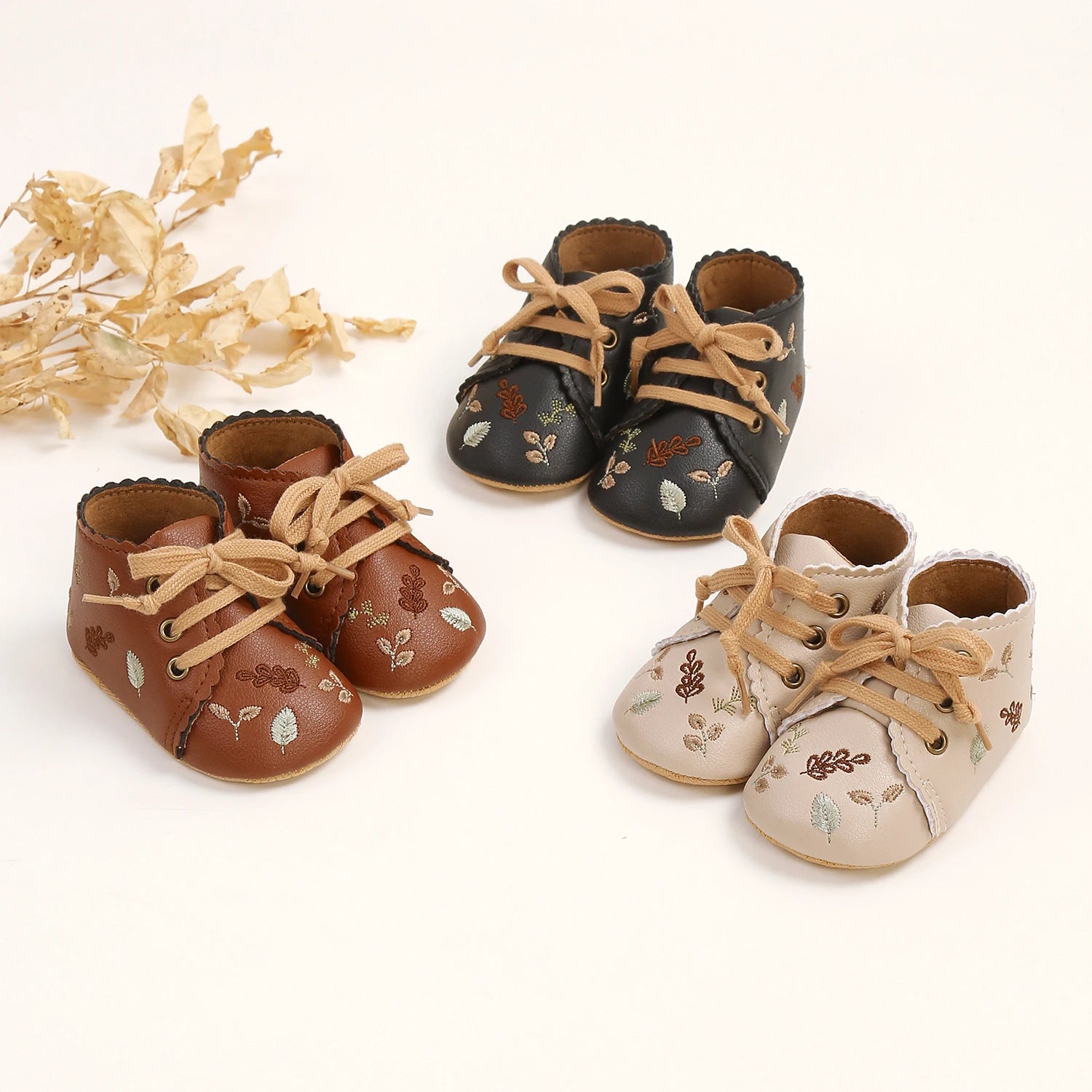 Fleece Anti-Slip Floral Winter Booties for Newborns