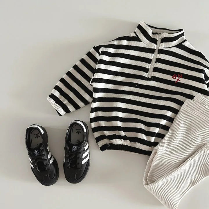 Half-Zip Striped Sweatshirt