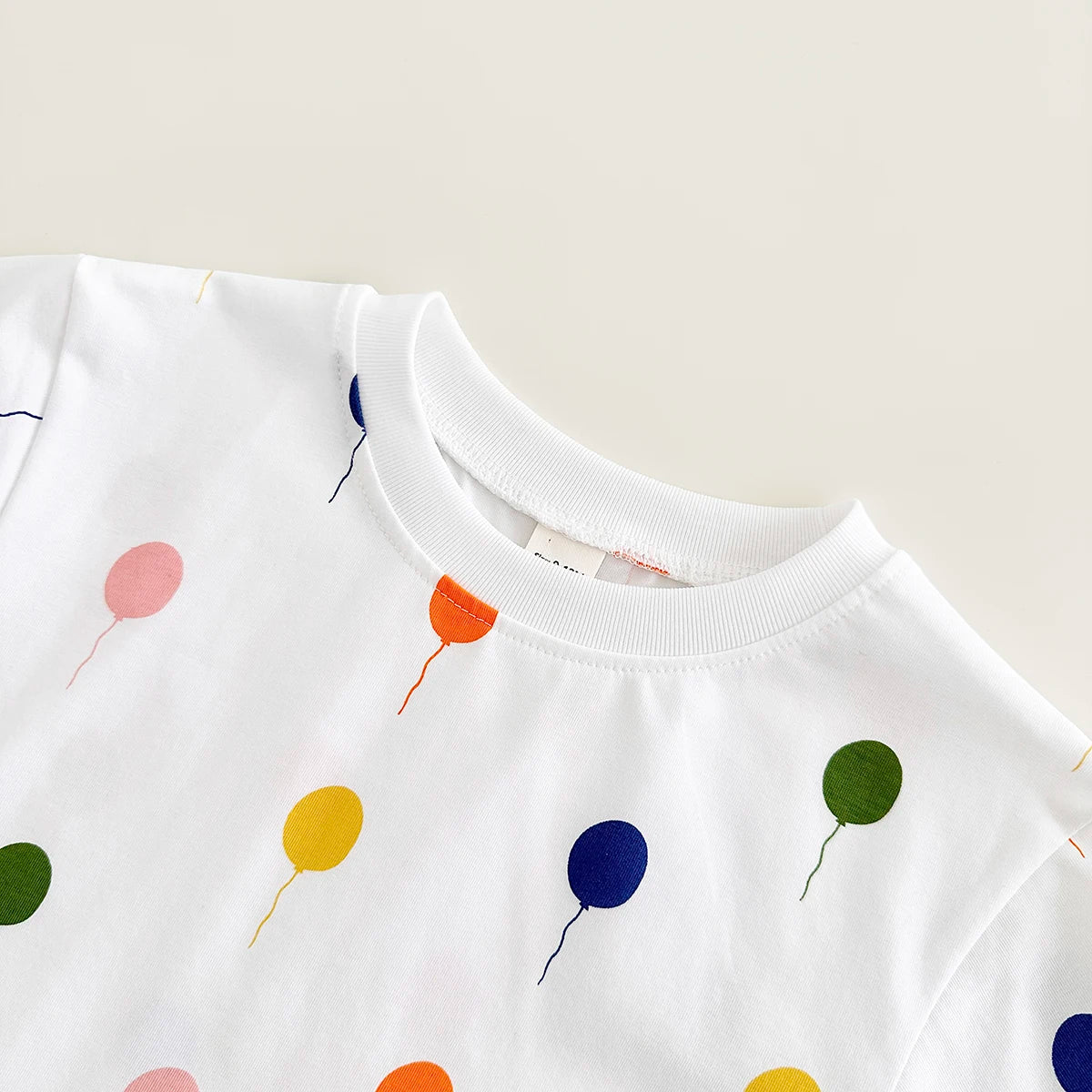 Colorful Balloon-Print Short Sleeved Tee & Shorts Set