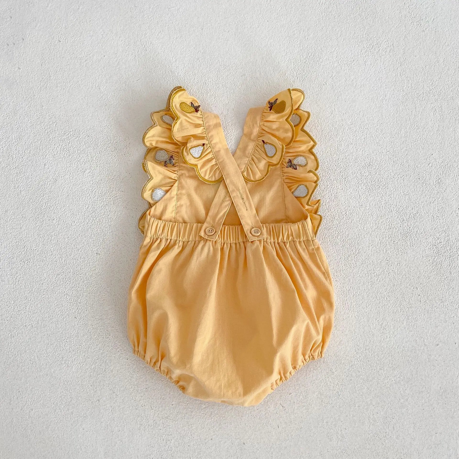 Infant Girls Pear Embroidered Onesie