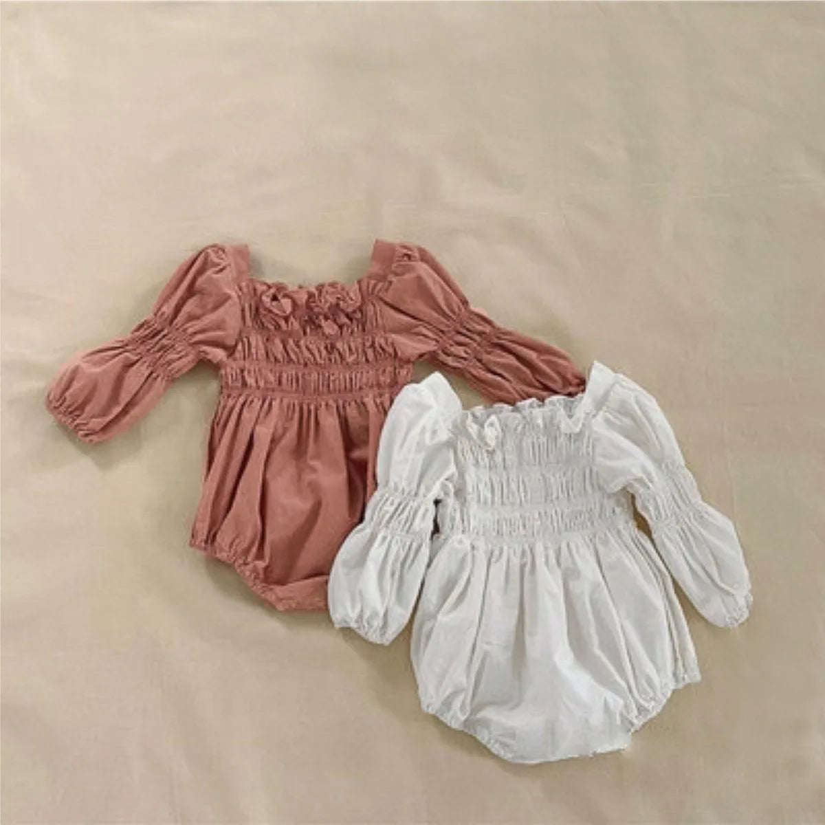 Girls Long Sleeved Ruched Onesie