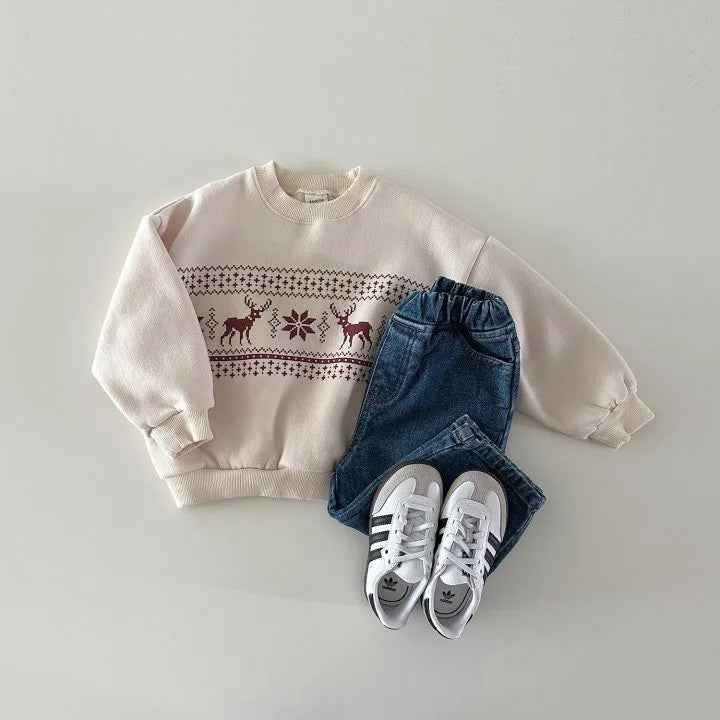 Christmas Patterened Fleece Sweatshirt