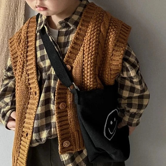 Button-Down V-Neck Sleeveless Cardigan