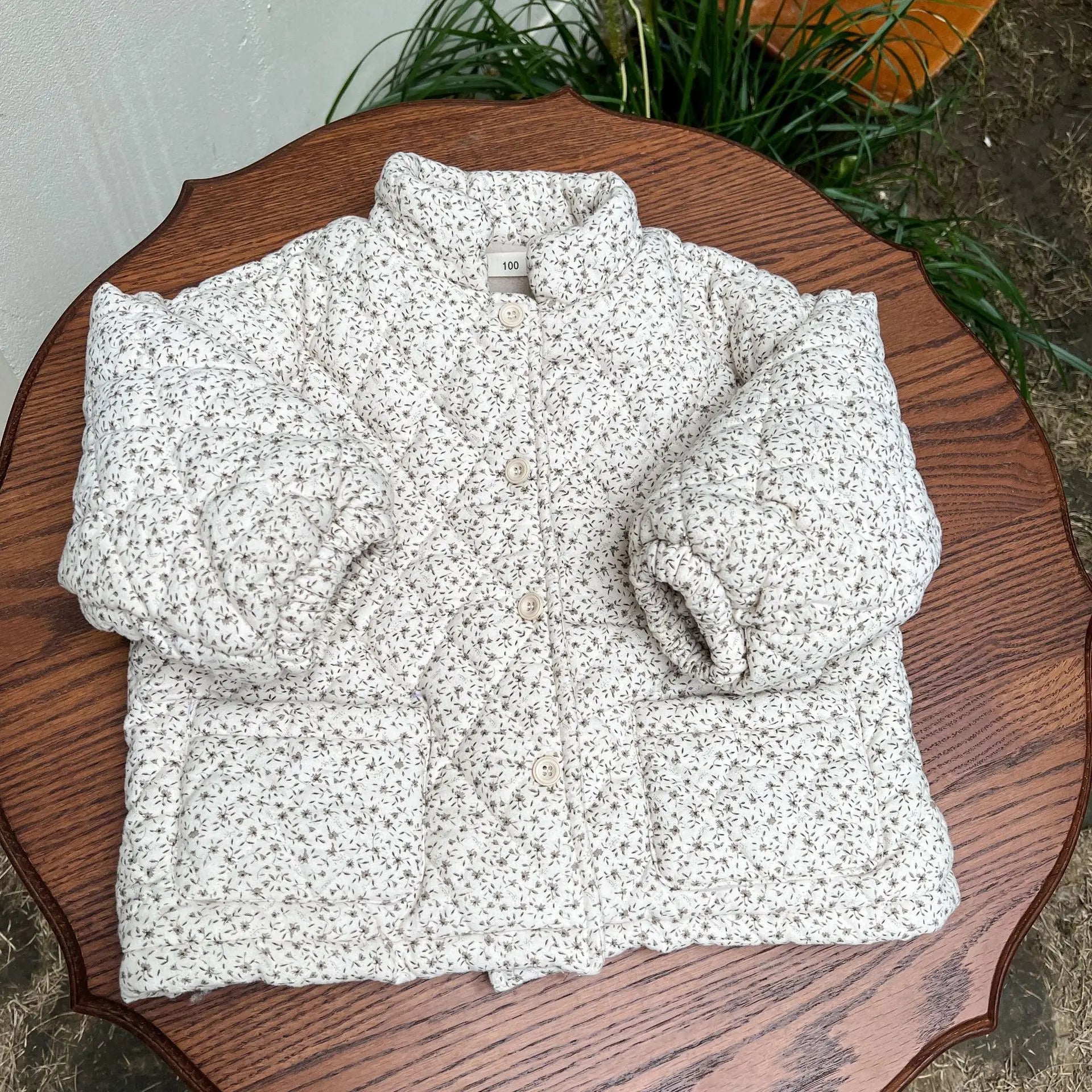 Floral Fleece-Lined Cotton-Padded Jacket