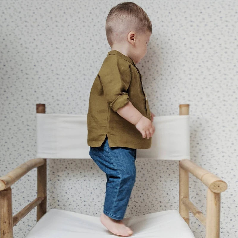 Boys Button-Down Linen Shirt
