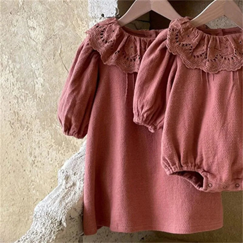 Boho Lace Collar Long-Sleeved Dress