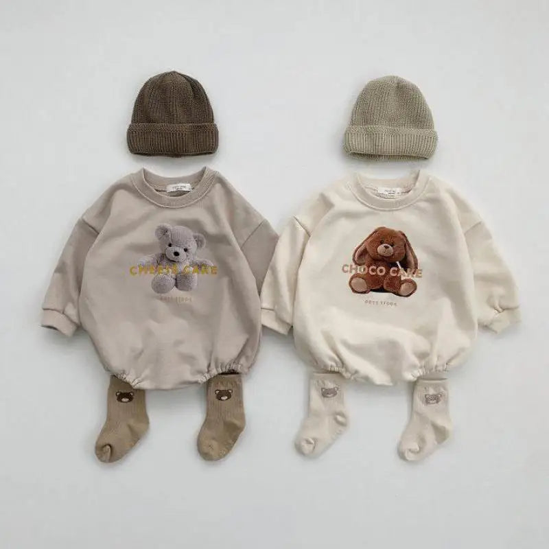 Cute Bear Cartoon Print Onesie