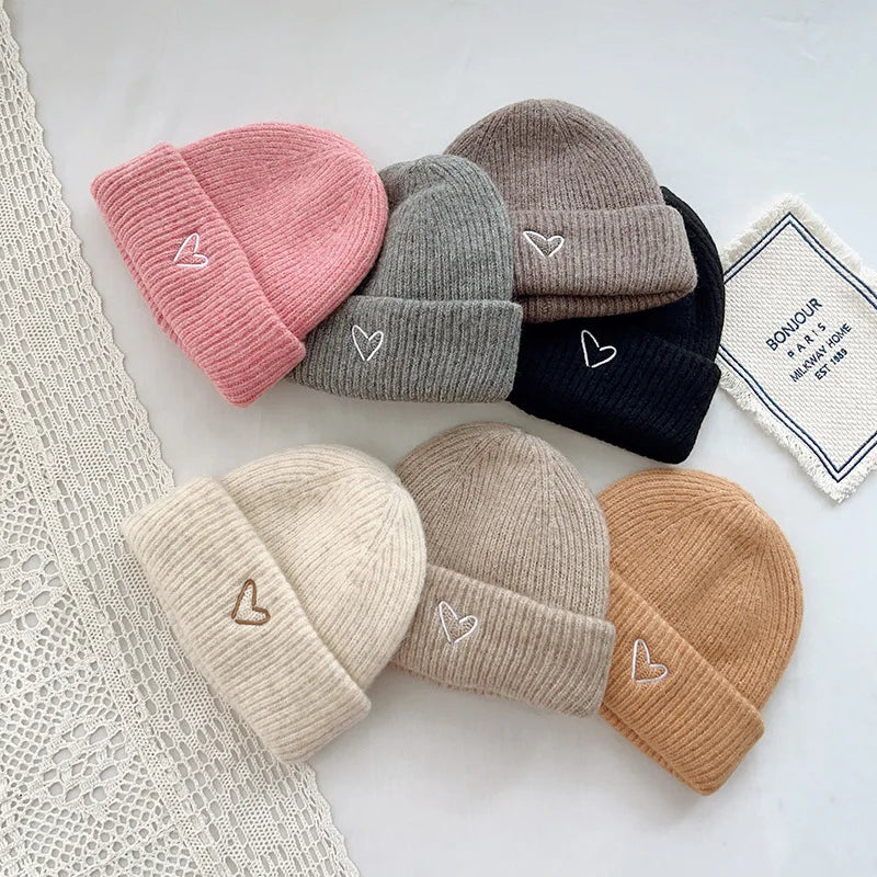Warm Knitted Wool Hear Beanie