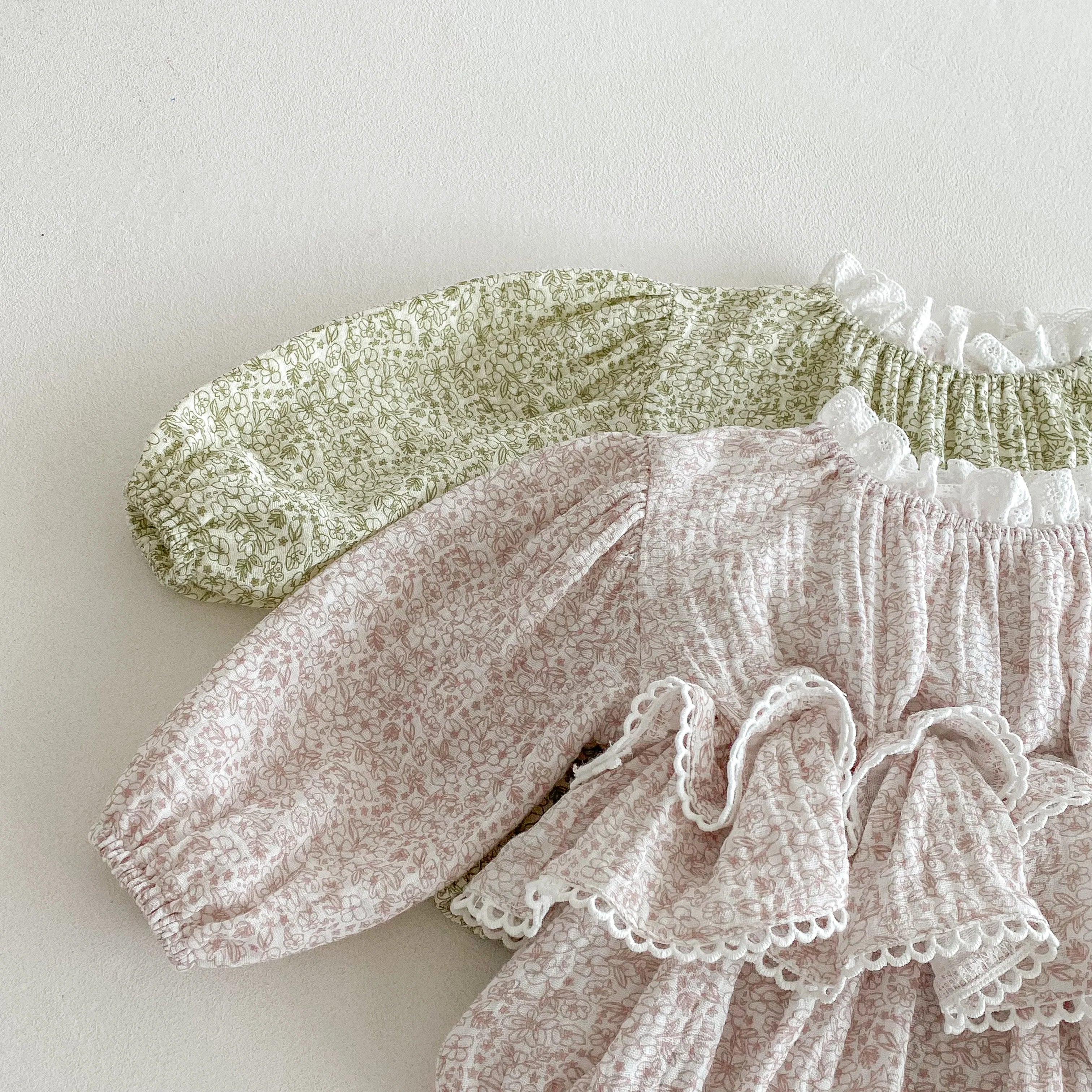 Girls Double-Layer Lace Romper