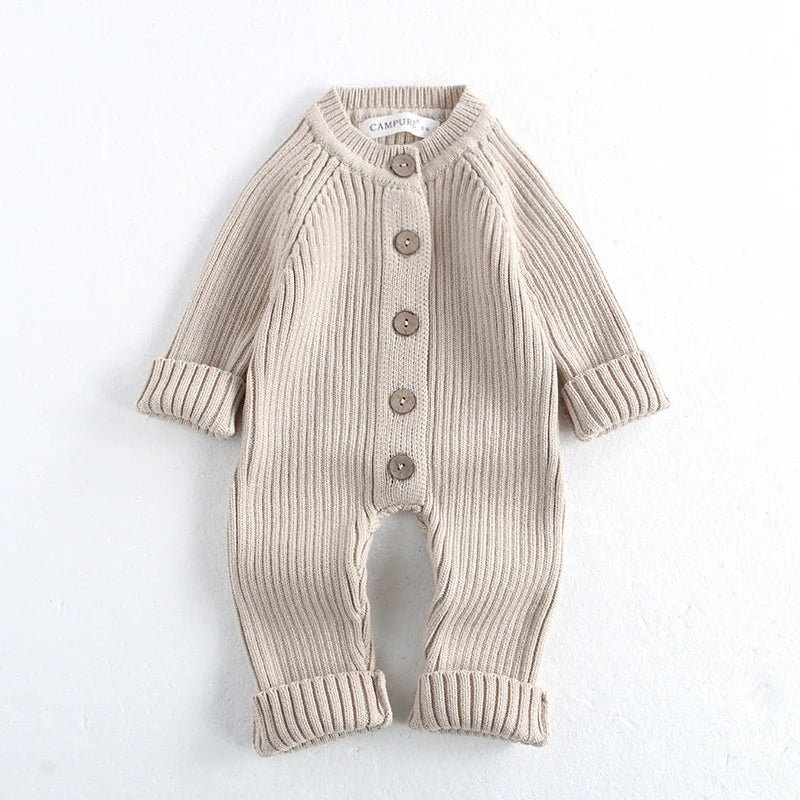 Solid Button-Down Knit Romper