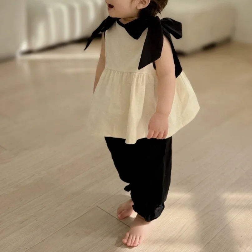 Girls' Sleeveless Bow Blouse