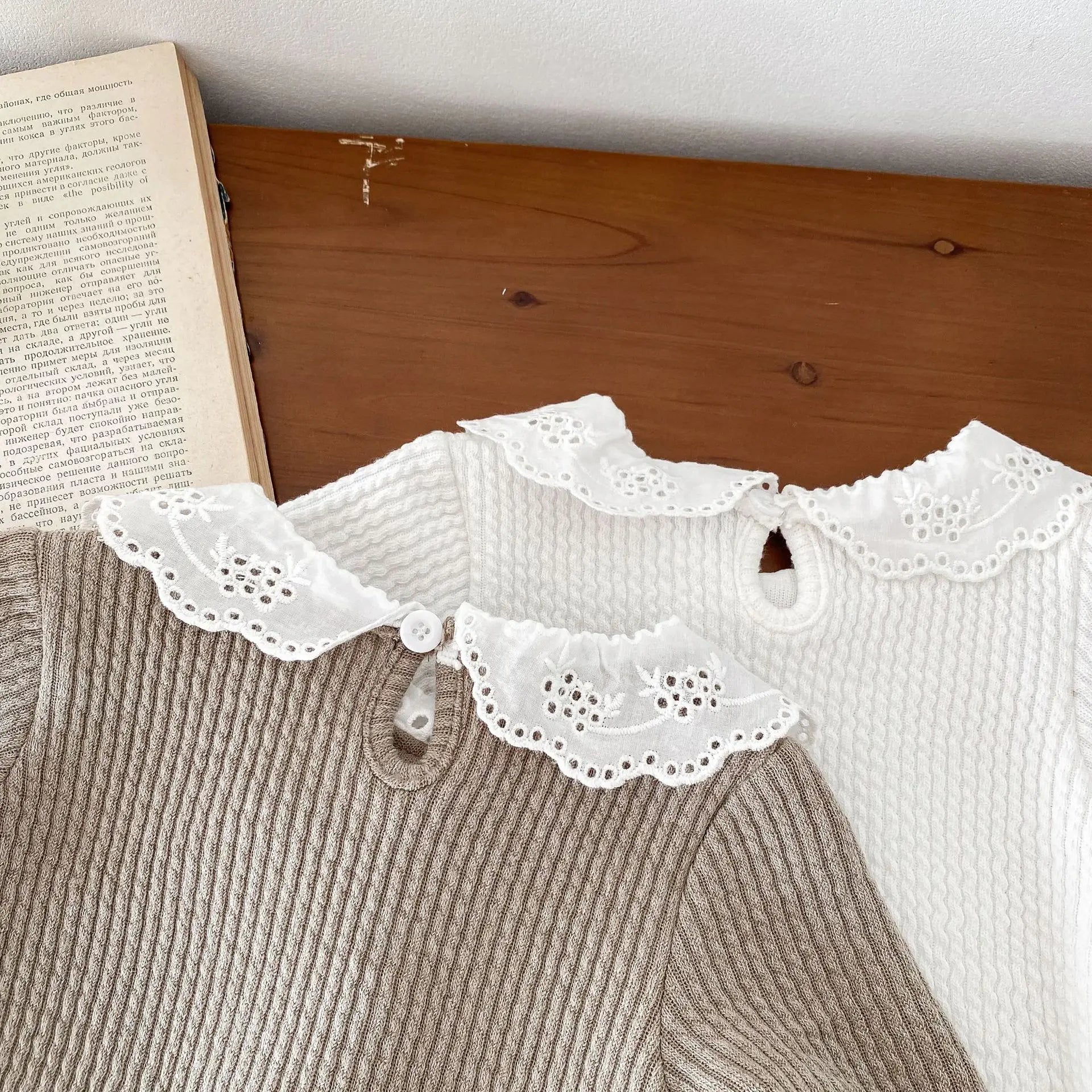 Girl's Embroidered Collar Solid Top