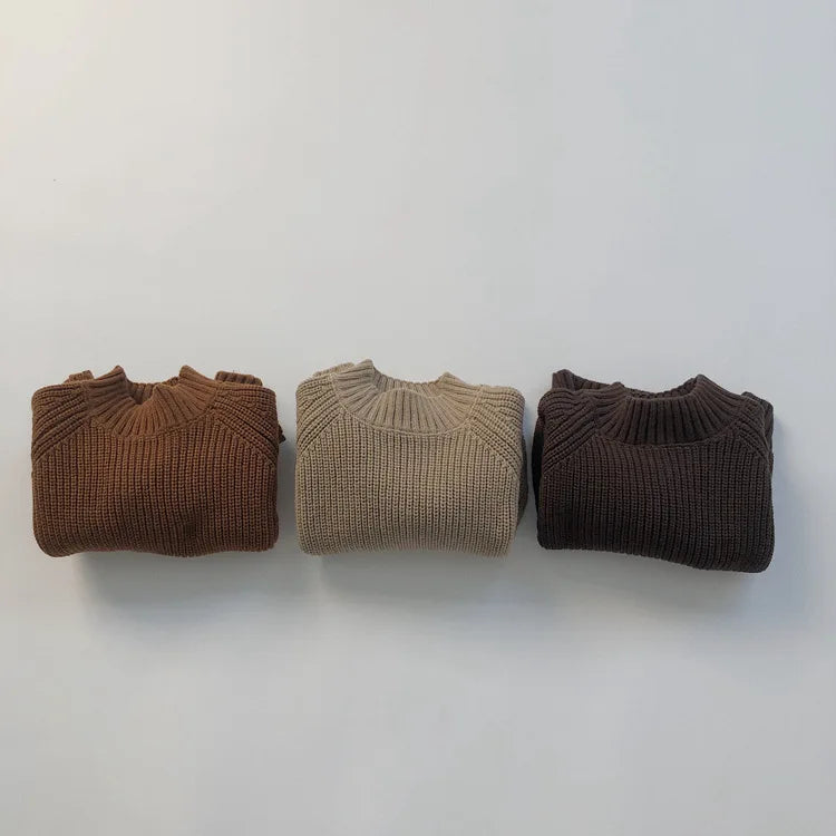 Thick Turtleneck Knitted Solid Pullover