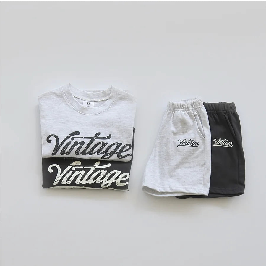 Vintage Unisex Baby T-shirt & Shorts Set