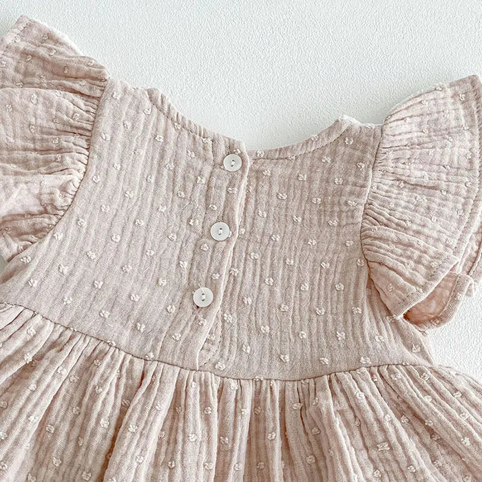 Flying Sleeve Cotton Lace Onesie
