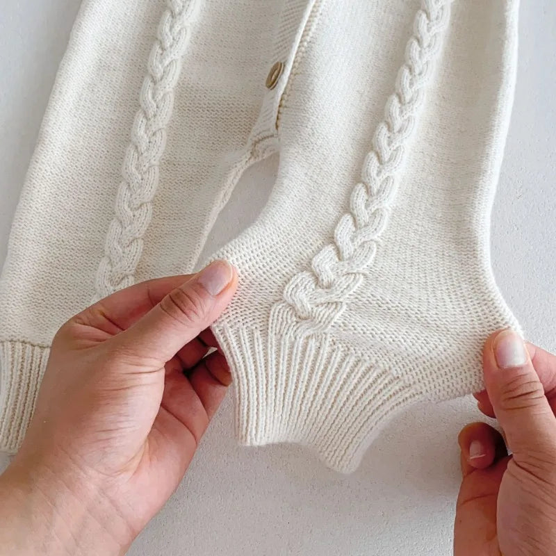 Hooded Button-Down Knit Romper