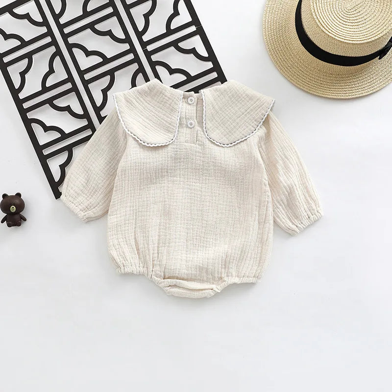 Girls' Cotton Square Collar Onesie