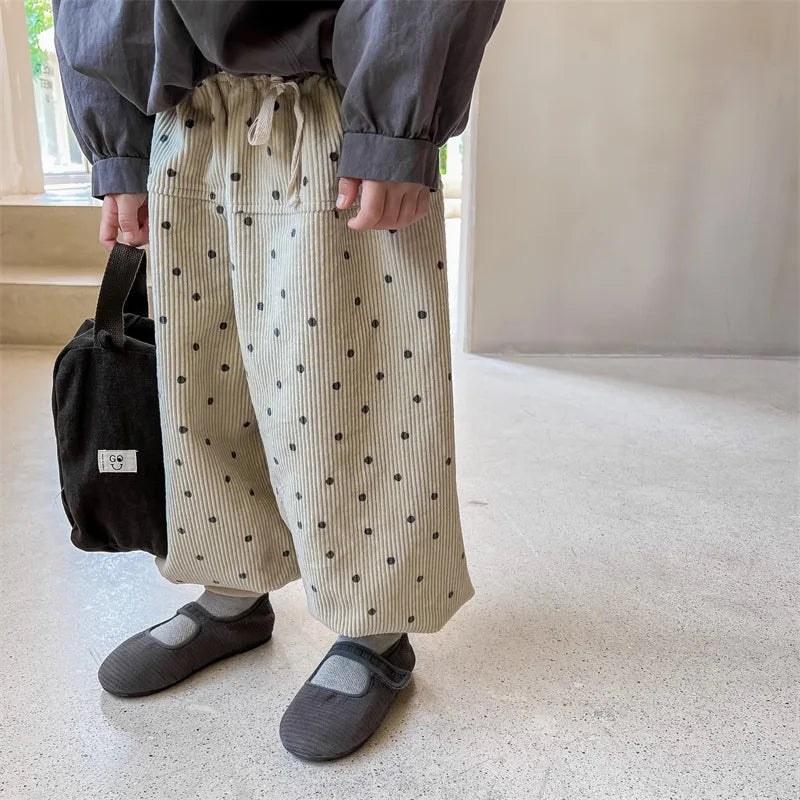 Corduroy Polka Dots Unisex Pants