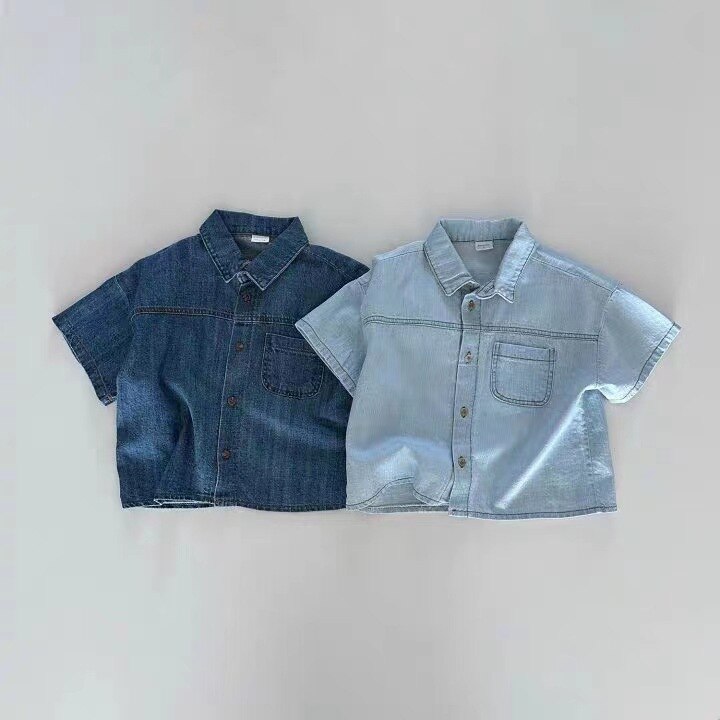 Denim Shirt & Shorts Set