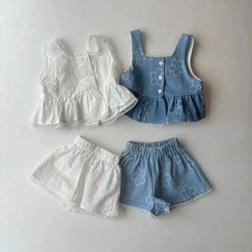 Girls' Floral Print Vest & Shorts Set