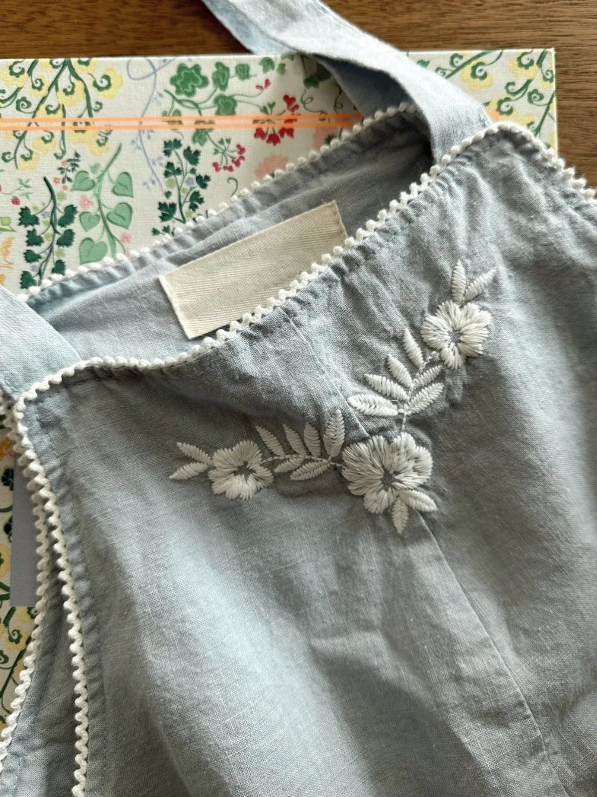 Embroidered Flower Print Overalls