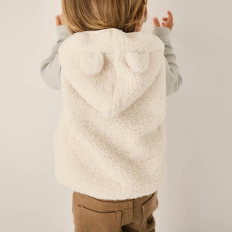 Lamb Fleece Hooded Vest