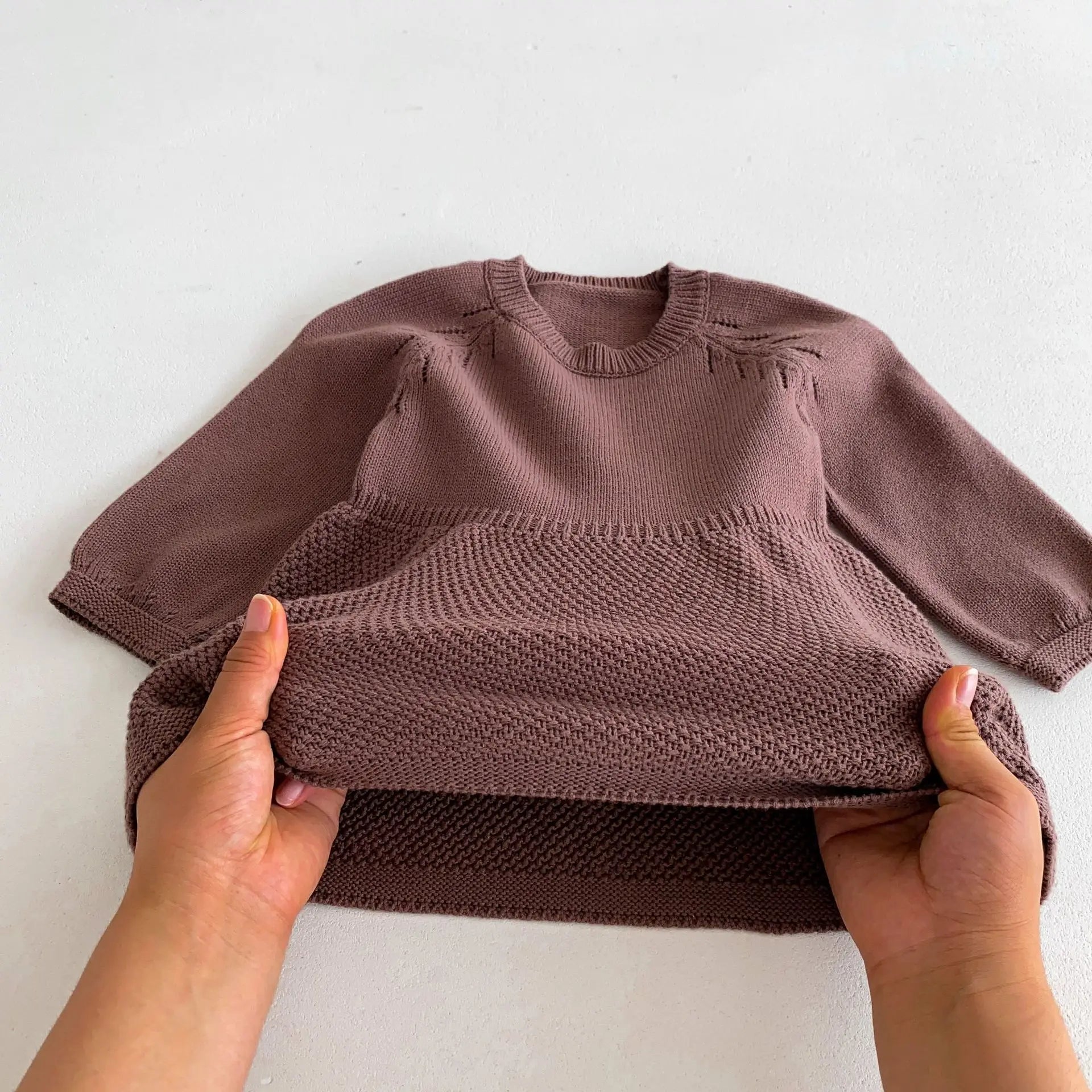 Girls' Autumn Long-Sleeved Coffee Knit Dress